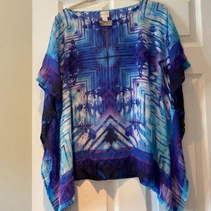Chico's Multi Blue Cover Up Poncho Top size S/M